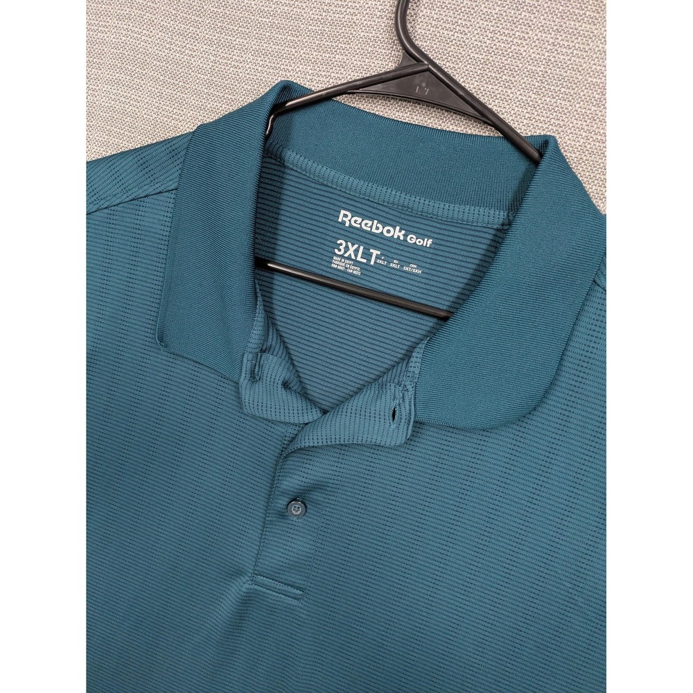 Reebok Golf Polo Shirt Mens 3XLT Blue Solid Performance Lightweight Big Tall